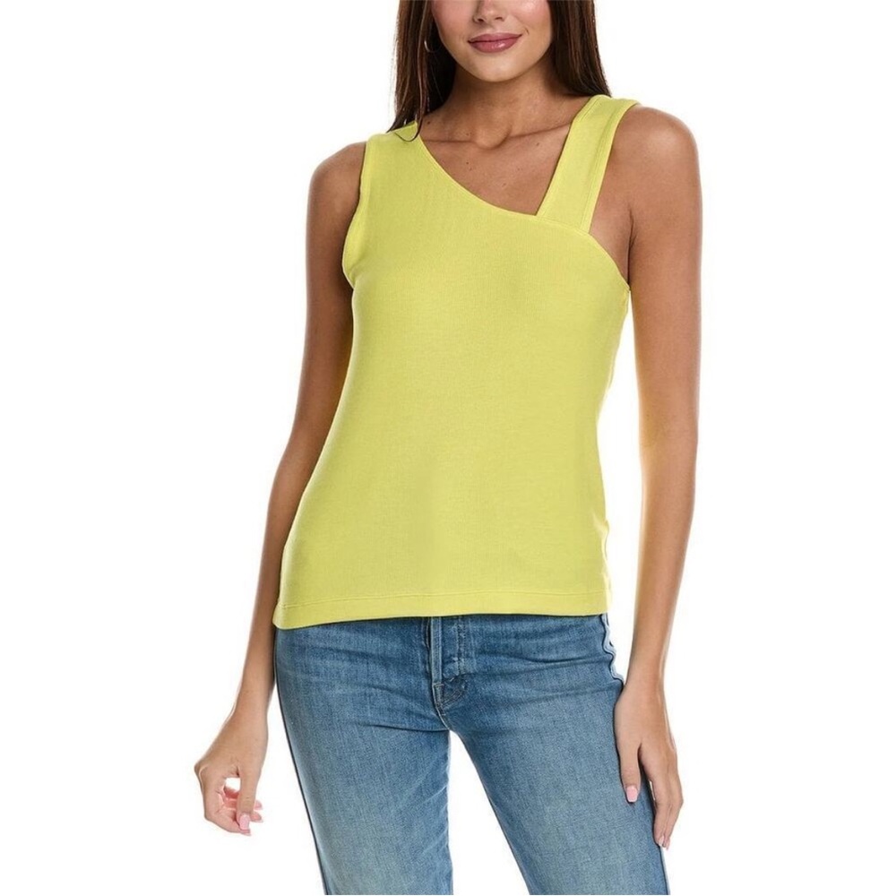 CAbi Radiant Tank One-Shoulder Tank Top in Lemon Yellow